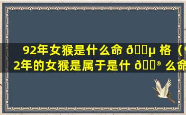 92年女猴是什么命 🐵 格（92年的女猴是属于是什 💮 么命）